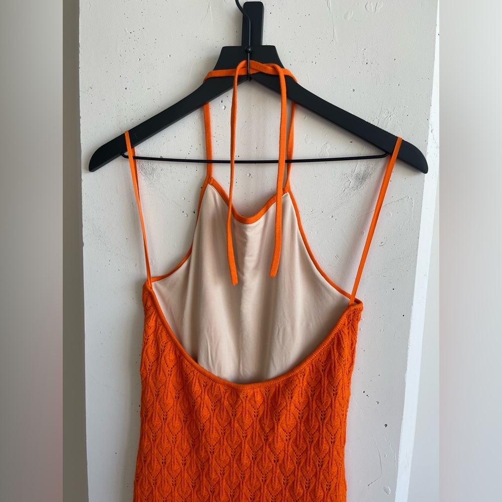 Alice + Olivia Jone Halter Neck Fitted Midi Dress in Sienna Size S - Picture 4 of 8